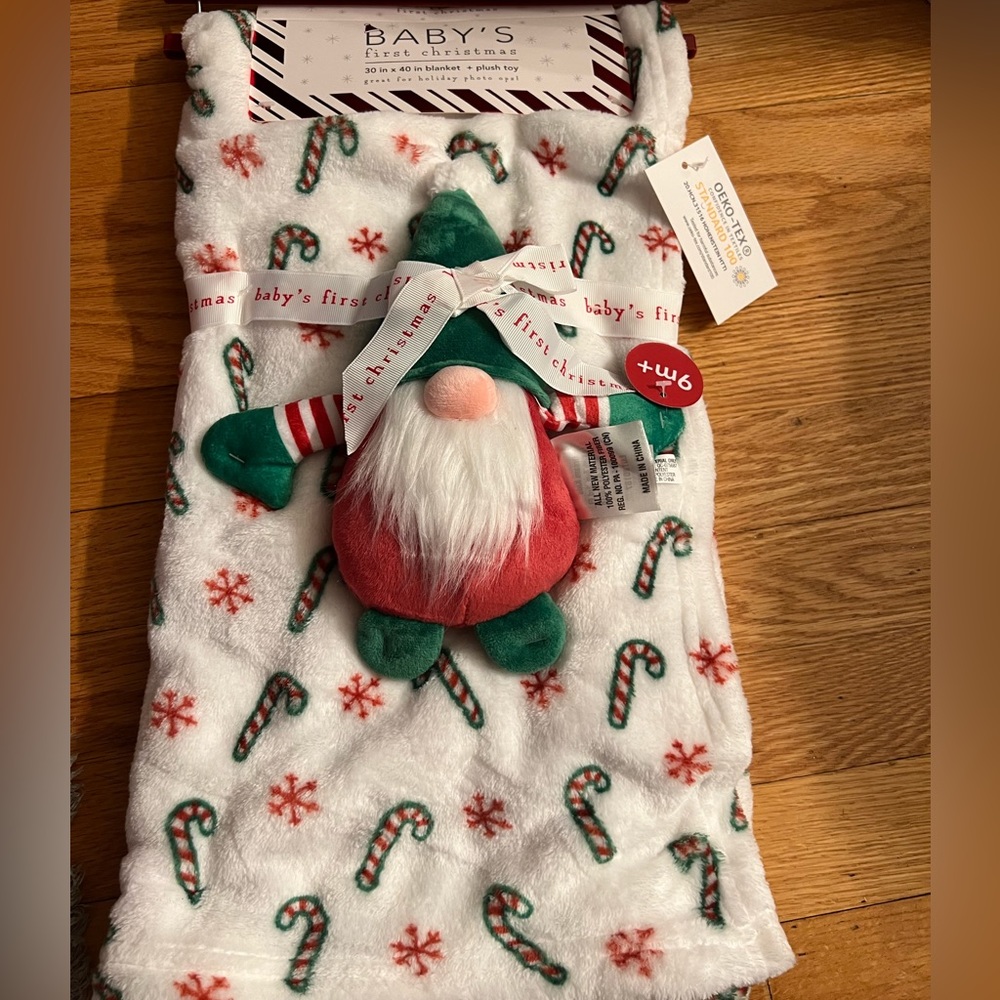 Gnomes baby blanket and plush gnome set